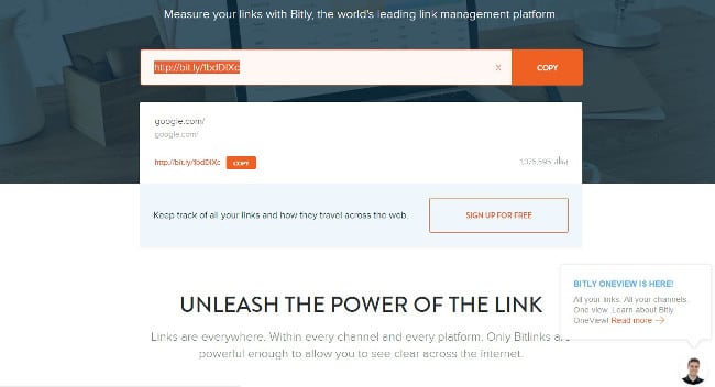 An example of a short link received on Bit.Ly