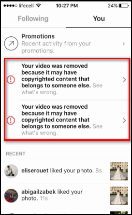 Instagram copyright blocking