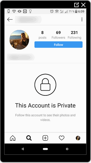 Private account on Instagram