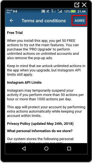Cleaner for Instagram Terms of Service Agreement