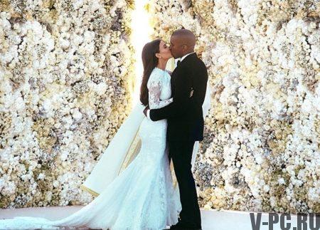 Kim Kardashian with her husband on Instagram