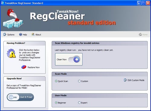 Checking the registry with Regcleaner