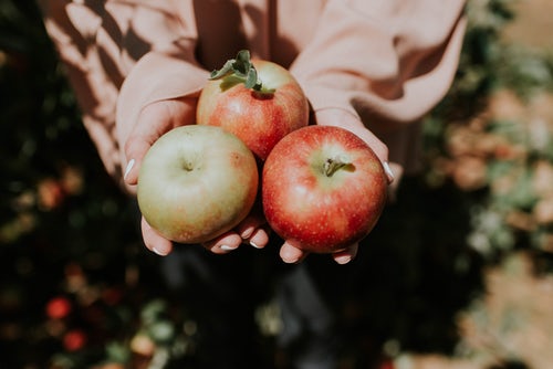 Autumn photo ideas for Instagram - apples in hand