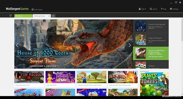Wildtangent Games Service Homepage